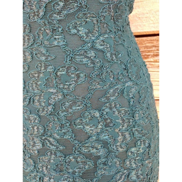 Metallic Green Lace Minidress by Jessica McClintock Gunne Sax - Size 3/4 - Picture 4 of 7